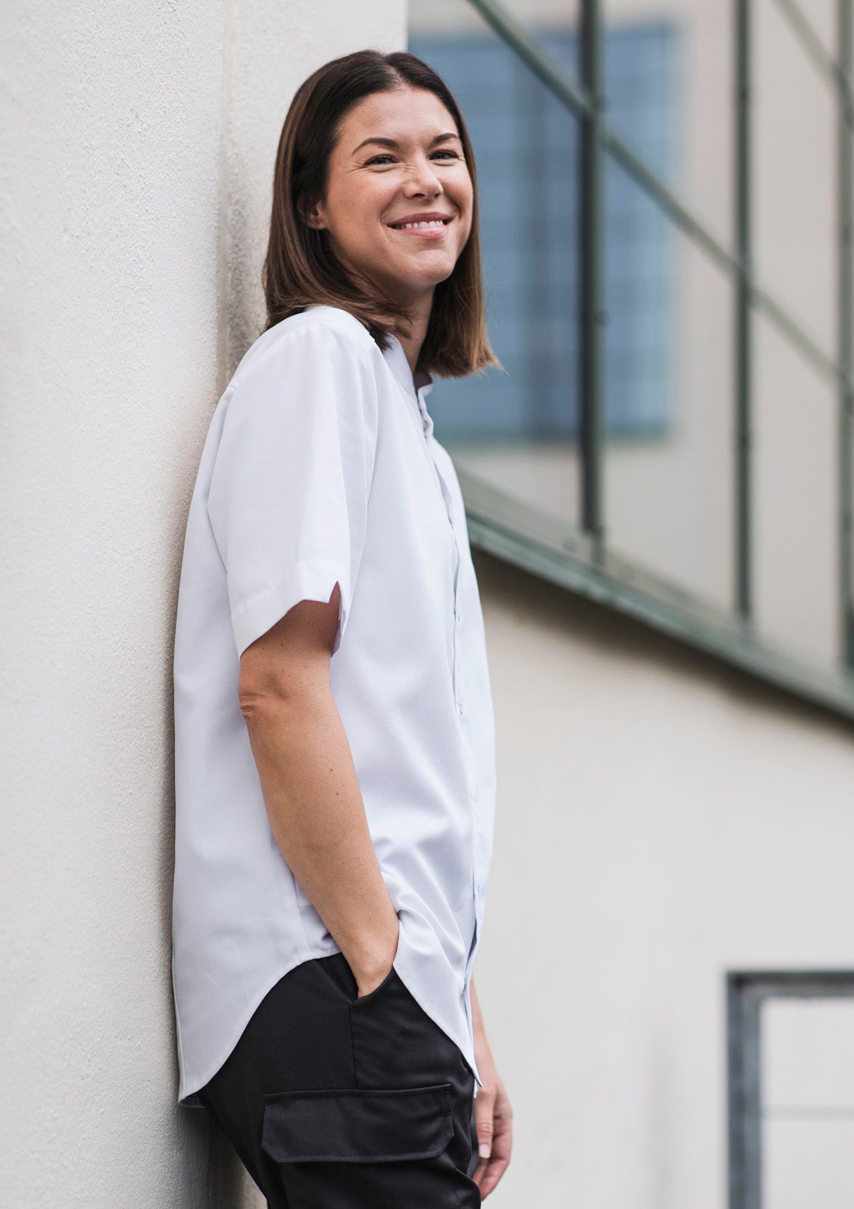 Camisa híbrida elegante de chef y servicio unisex de manga corta | Segers
