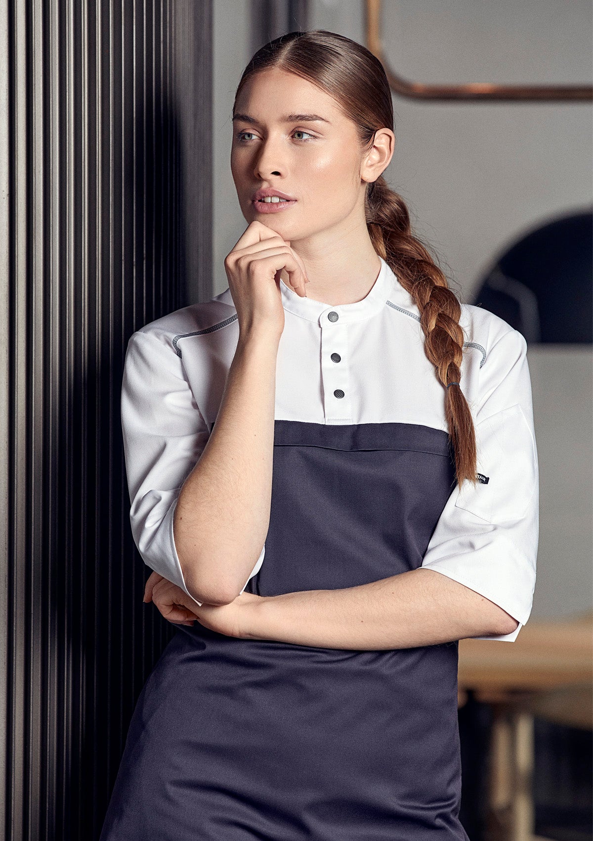 Chaqueta híbrida de chef con delantal integrado unisex | Kentaur