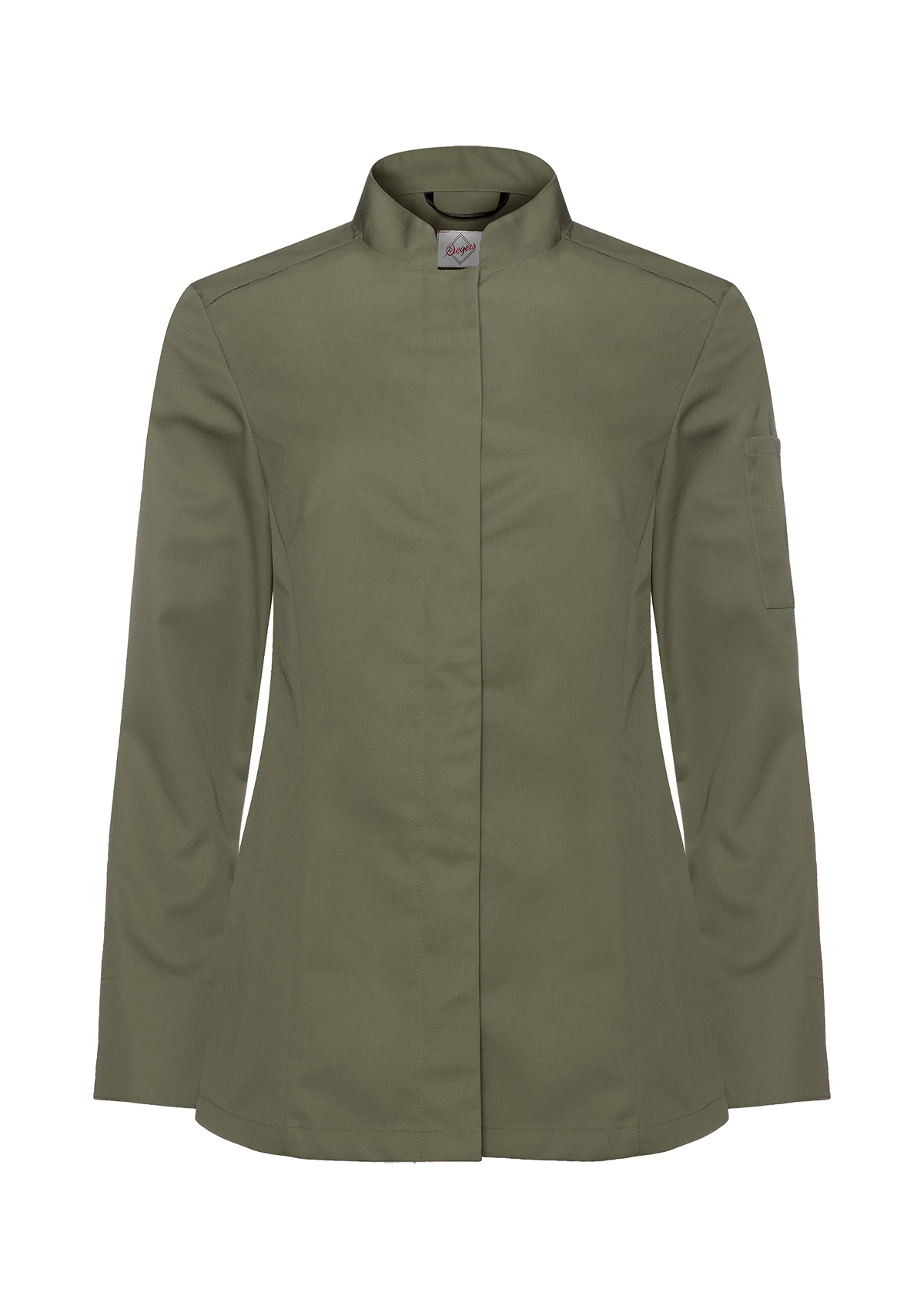 Camisa de chef para mujer entallada manga larga con bolsillo | Segers