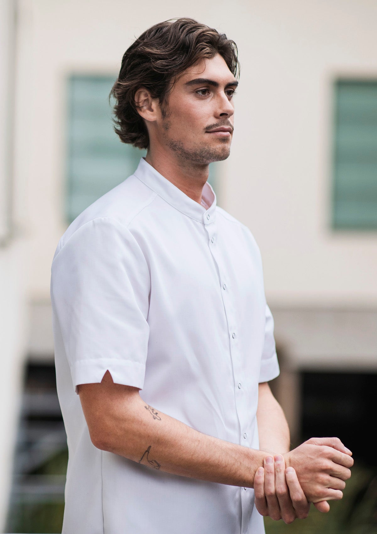 Camisa híbrida elegante de chef y servicio unisex de manga corta | Segers
