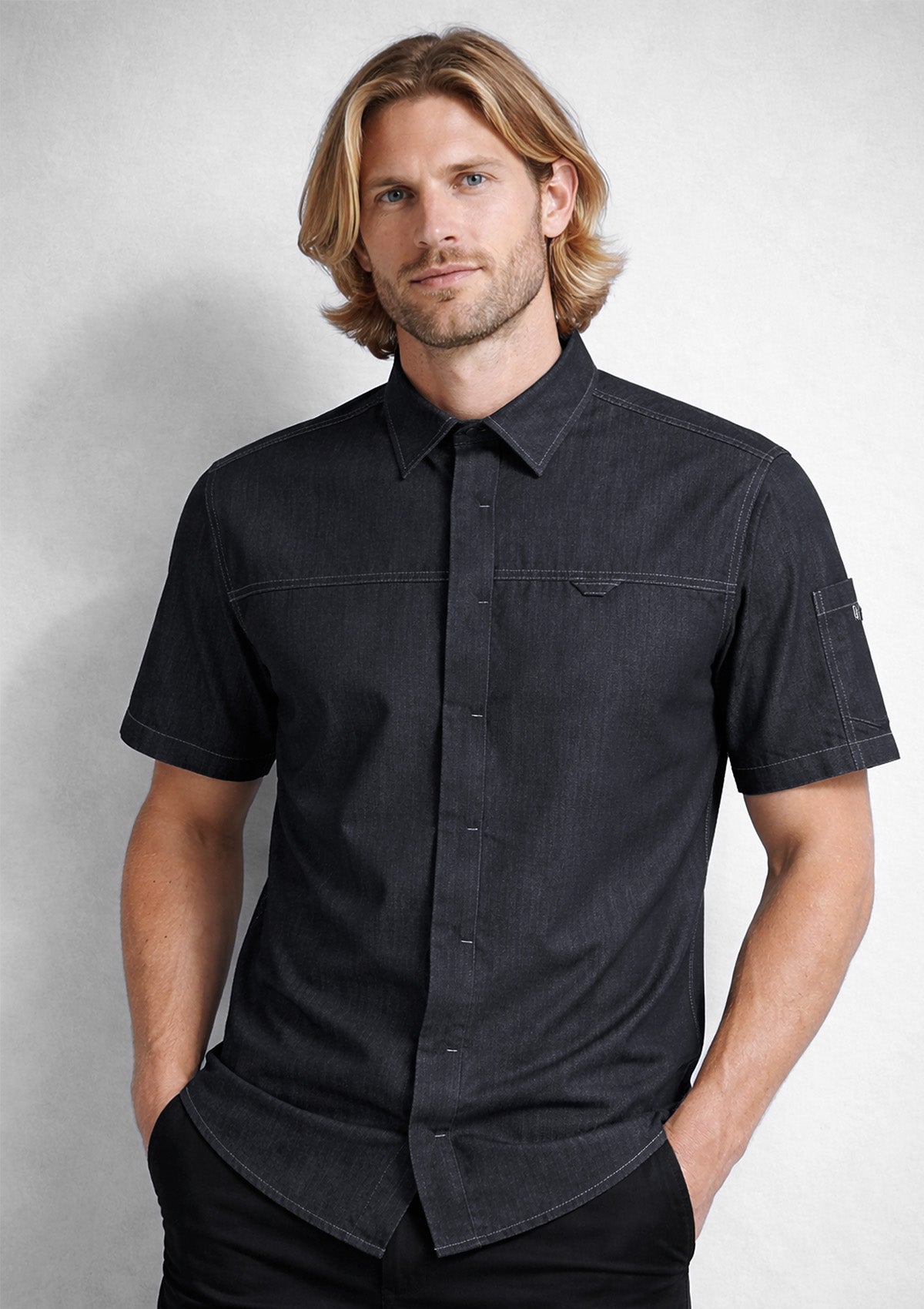 Camisa de servicio hombre corte moderno manga corta