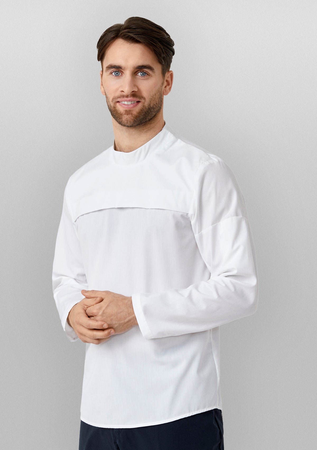Camisa tipo popover de chef para hombre manga larga | Kentaur