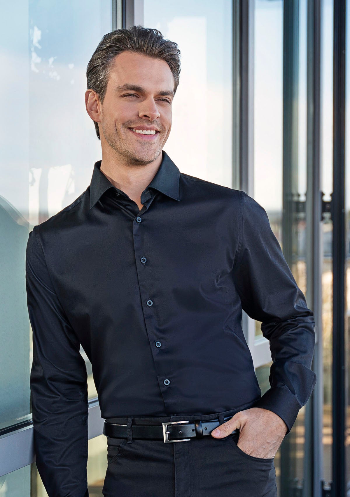 Camisa hombre Active-Stretch manga larga Slim-Fit | Karlowsky