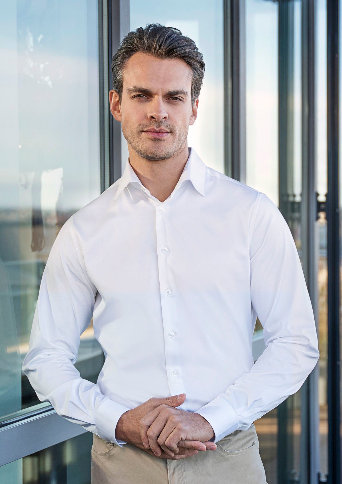 Camisa hombre Active-Stretch manga larga Modern-Fit | Karlowsky