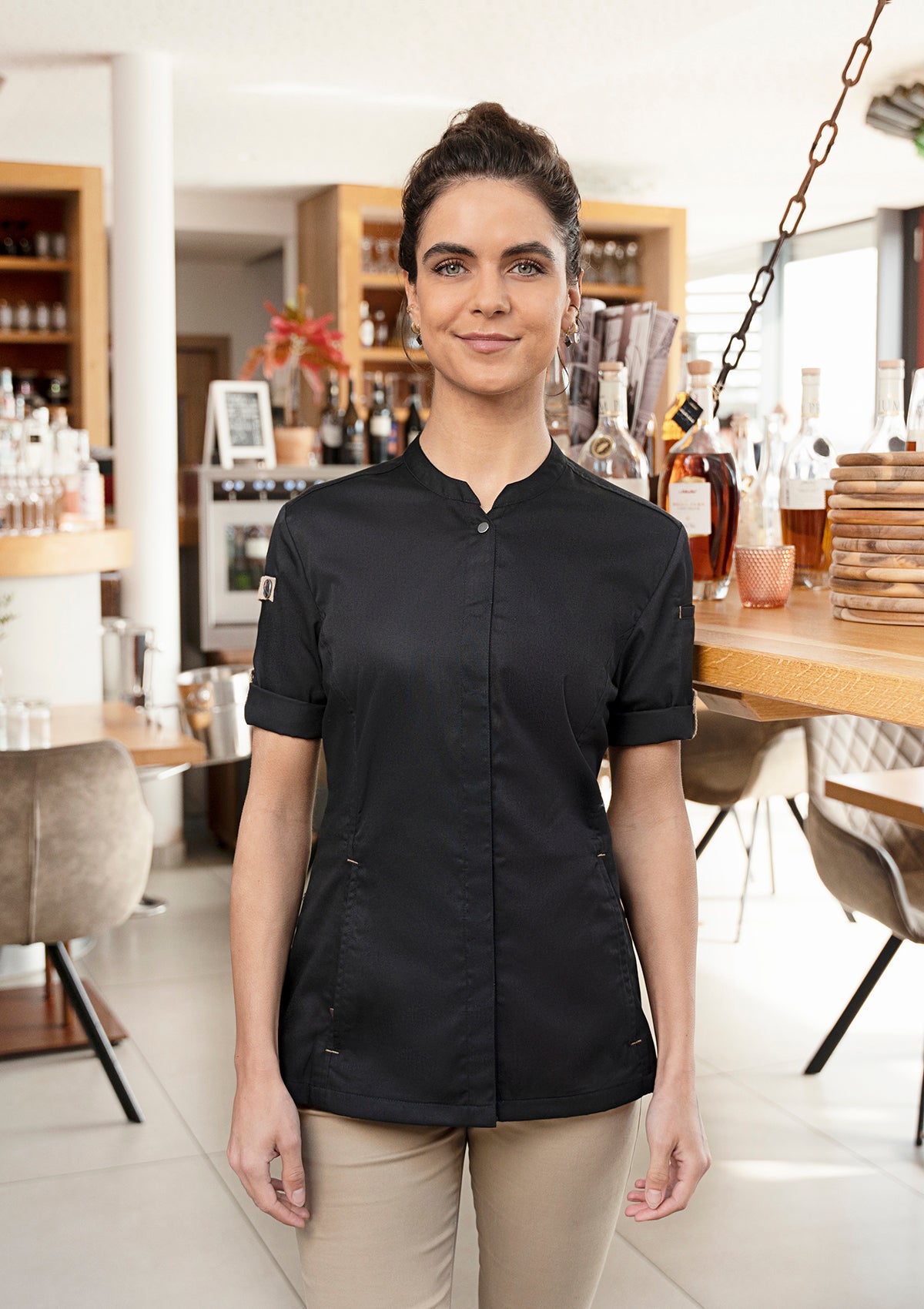 Camisa de chef mujer manga corta Green-Generation | Karlowsky