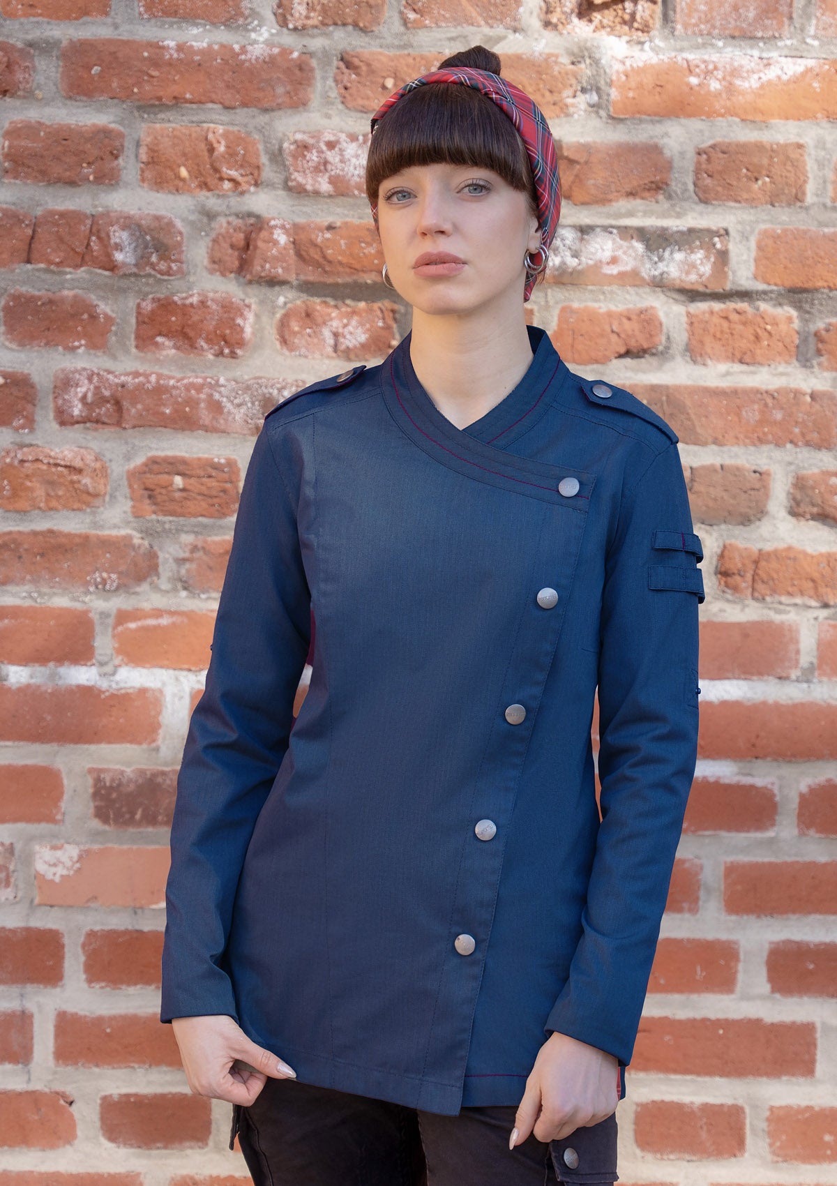 Chaqueta de Chef para Mujer de Manga Larga estilo Denim ROCK CHEF® Stage2 (Sostenible)