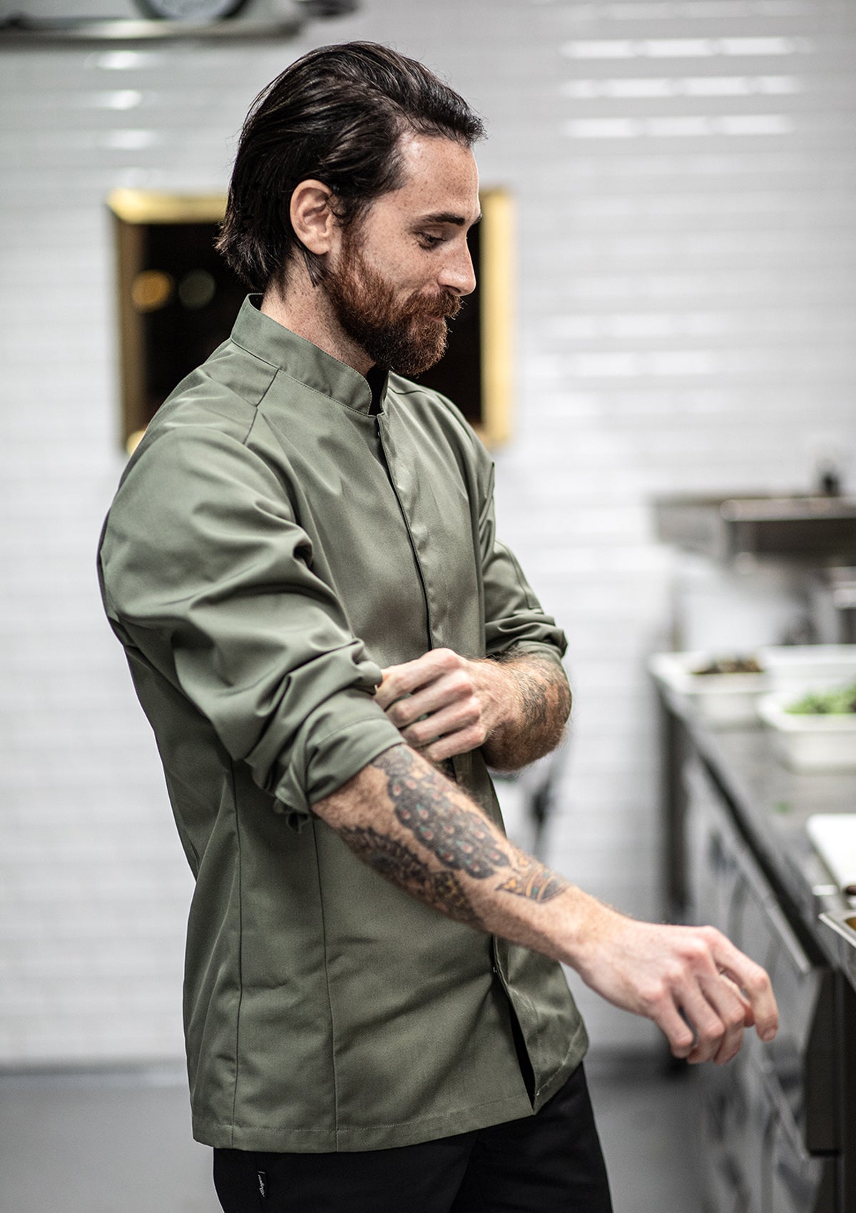 Men's Chef Shirt Slim-Fit With Long Sleeves & Pen Pocket | Segers