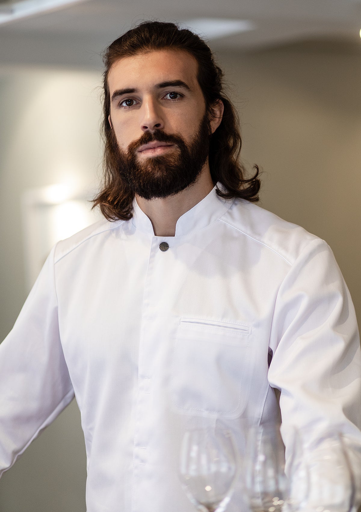 Men's Chef Shirt In Fine Quality Slim-Fit Long Sleeves | Segers