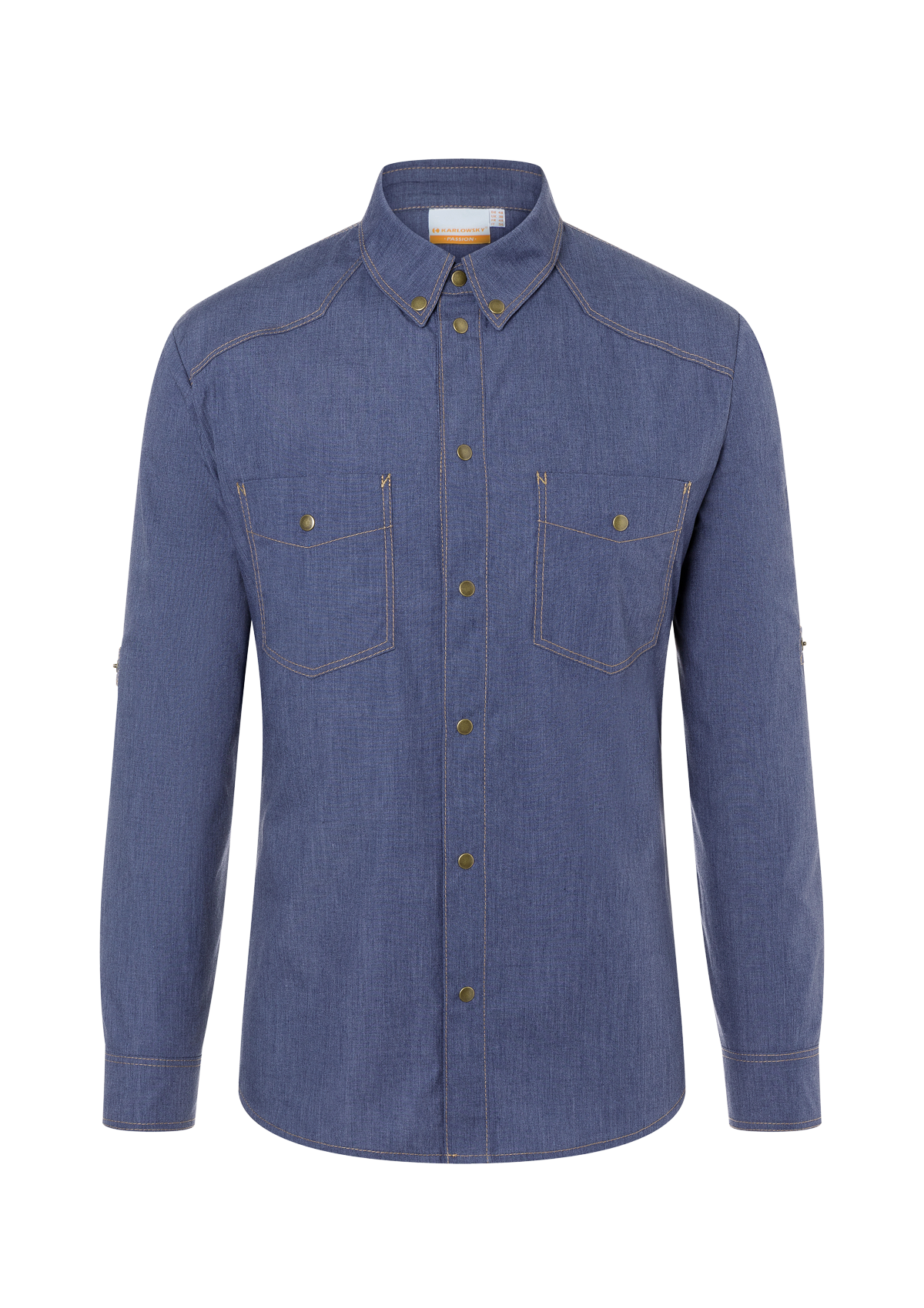 Camisa de chef estilo vaquero manga larga con cuello abotonado | Karlowsky