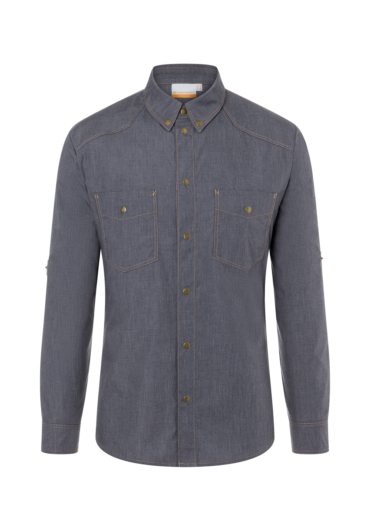 Camisa de chef estilo vaquero manga larga con cuello abotonado | Karlowsky