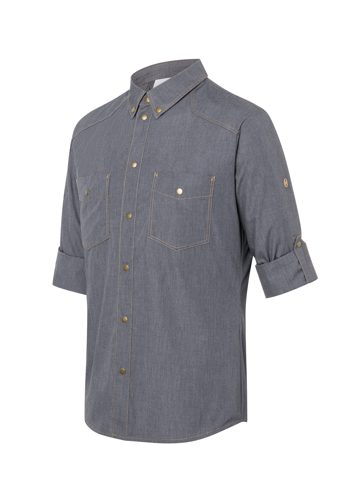 Camisa de chef estilo vaquero manga larga con cuello abotonado | Karlowsky
