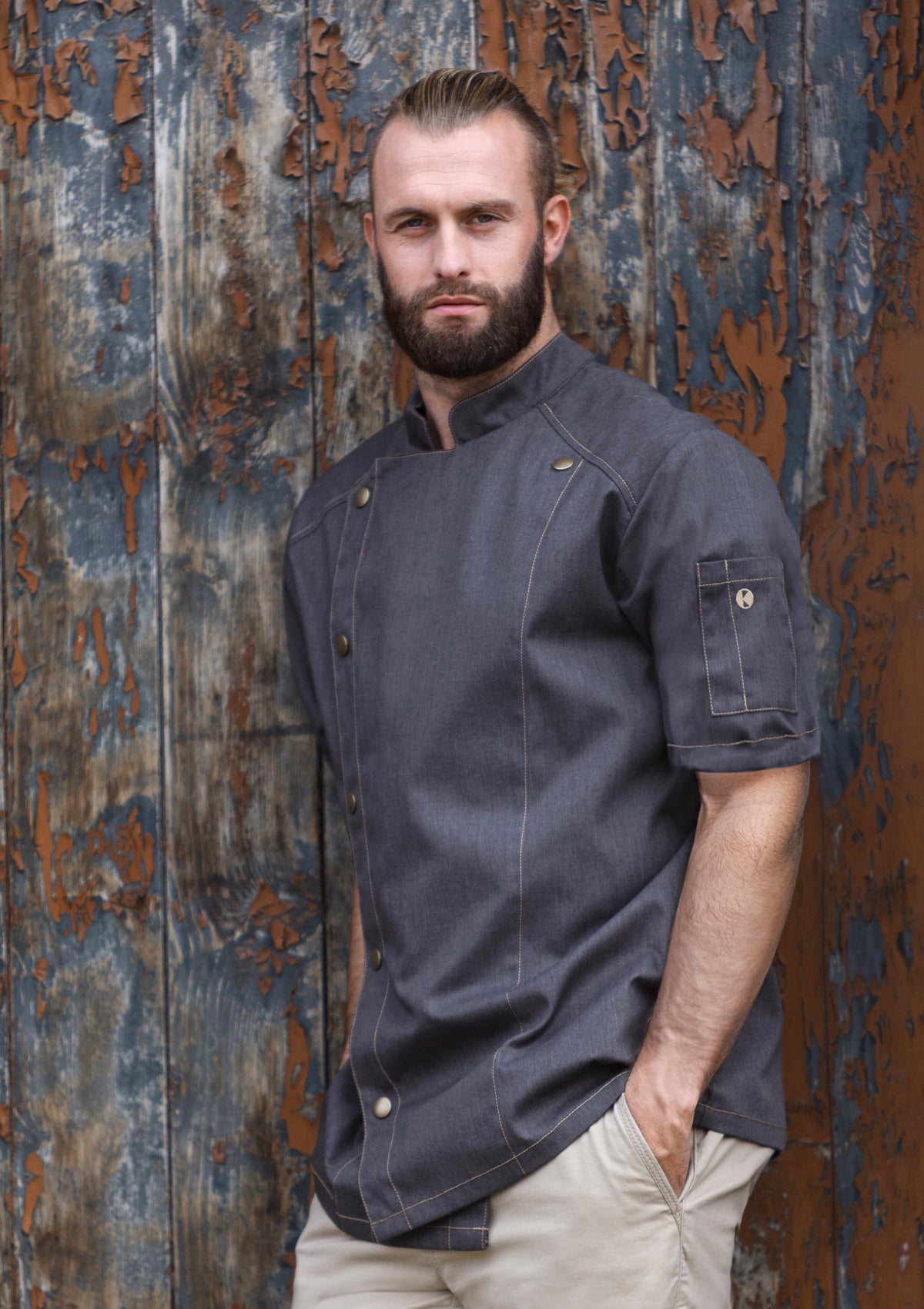 Chaqueta de chef moderna estilo vaquero manga corta | Karlowsky