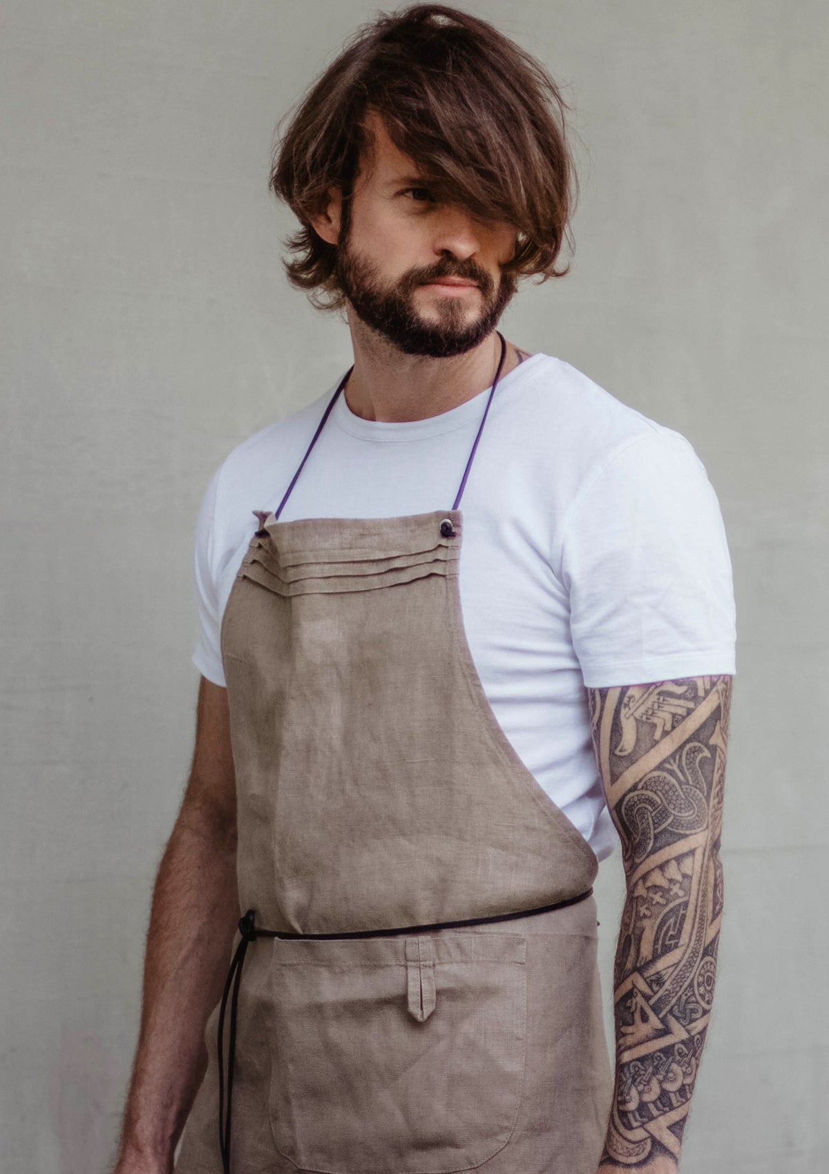 Delantal con peto Perth de lino fino unisex | U.C.W